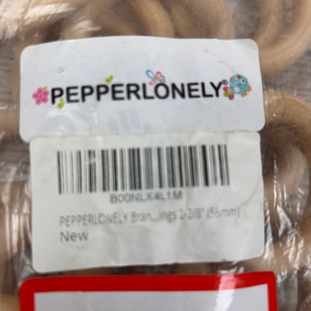 PEPPERLONELY Natural Unfinished Wood Rings 2-2/8 Inch 56mm Macrame DIY Crafts